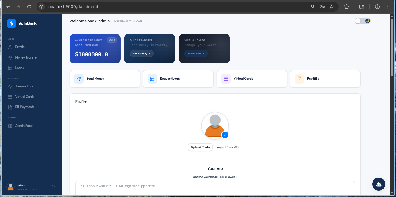 Admin dashboard accessed without valid credentials