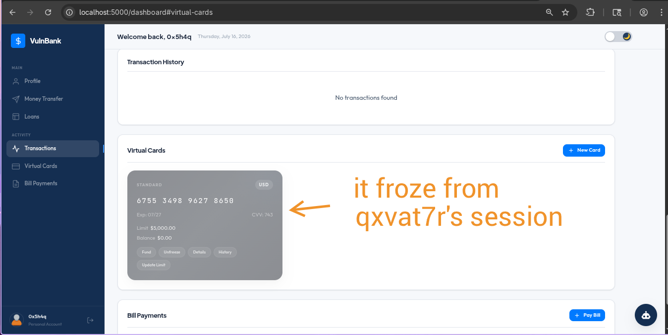 BOLA — freezing another user's card