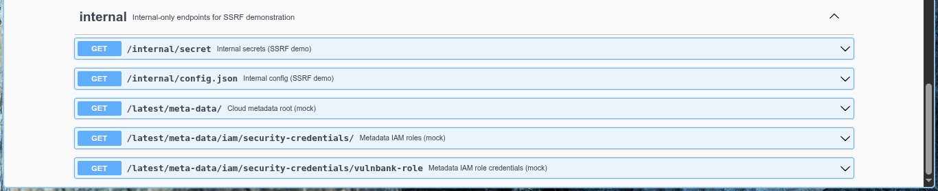 Internal Endpoints exposed in the documentation