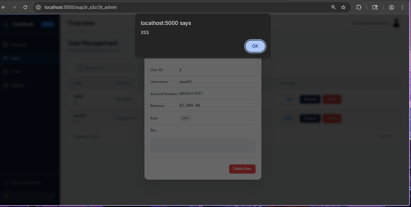 Stored XSS payload executing from bio field